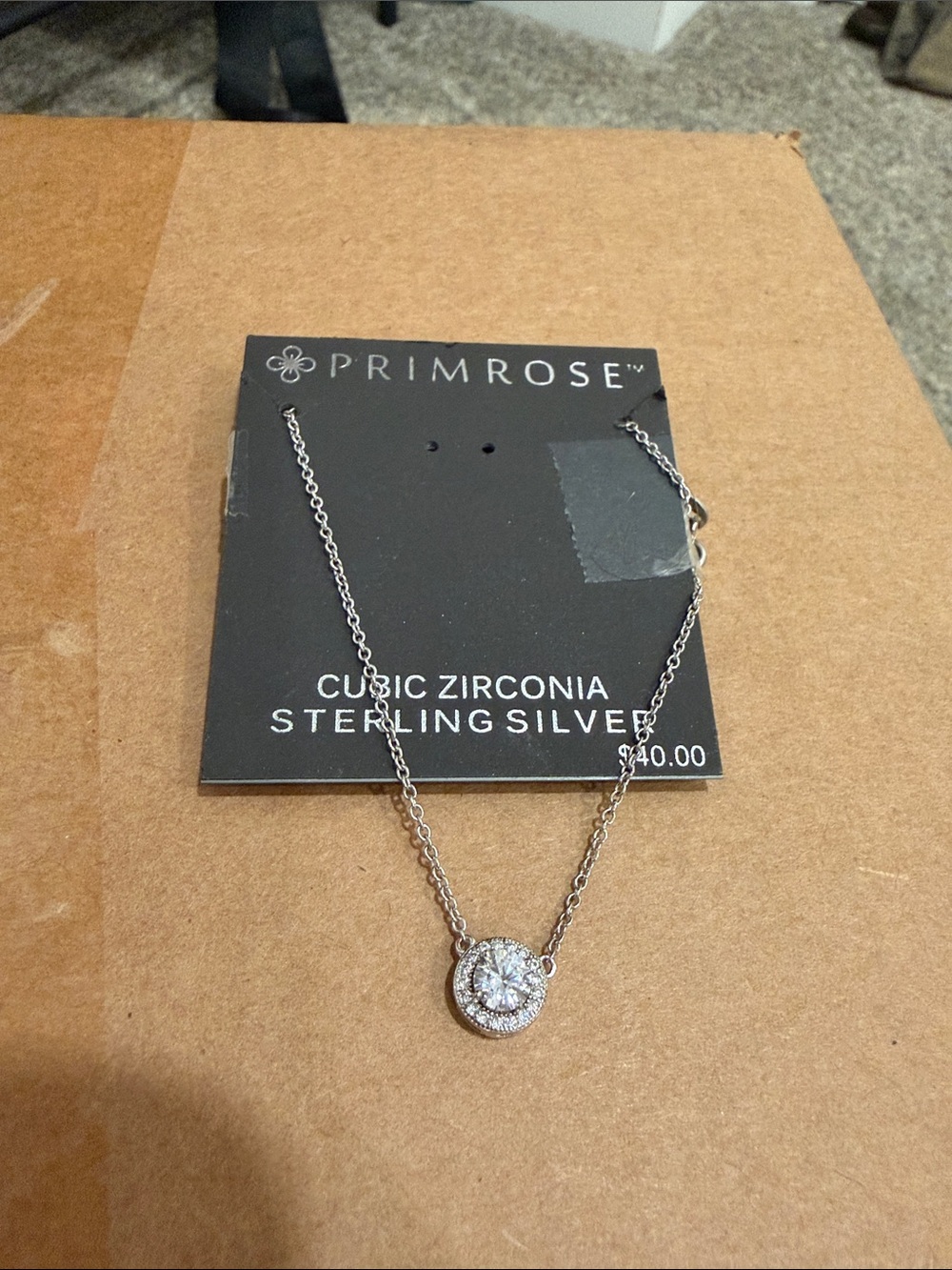 Primrose Sterling Silver Cubic Zirconia Halo Necklace - Silver
